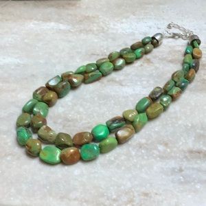 😍925 Silver Green Turquoise Two Strand Necklace😍NWOT